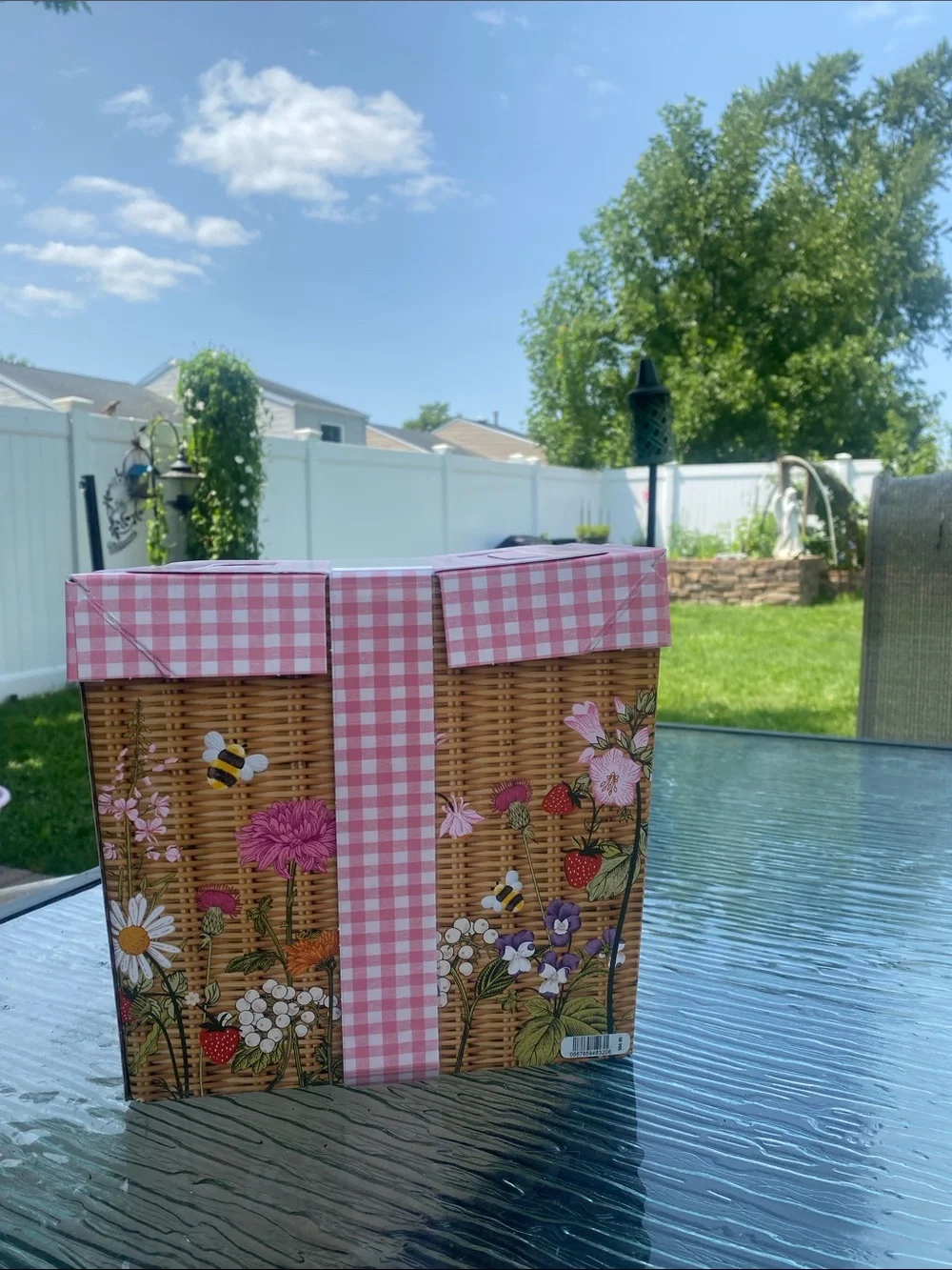 Bath & Body Works Pink Gingham Gift Set with Floral Basket Motif